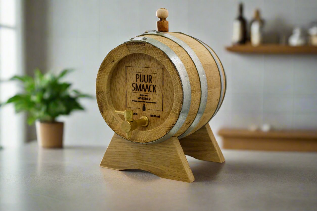 Single malt whiskey (Puik Bieren) in een eiken vaatje
